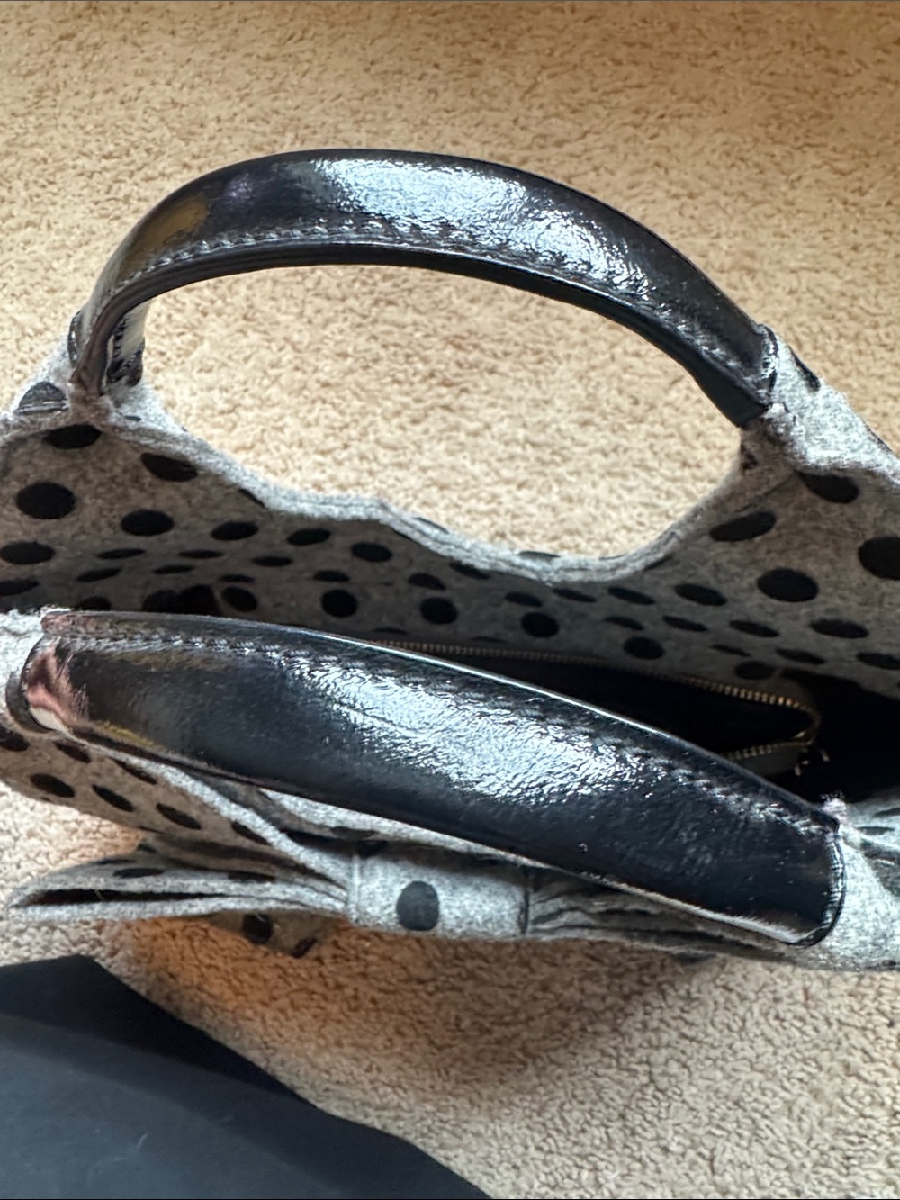 kate spade Gray and Black Polka Dot Bow Shoulder Bag - Picture 7 of 7